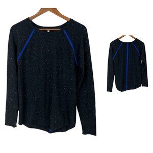 Project Sweater Womens Small 100% Cashmere‎ Black Fleck Knit Long Sleeve Crew S